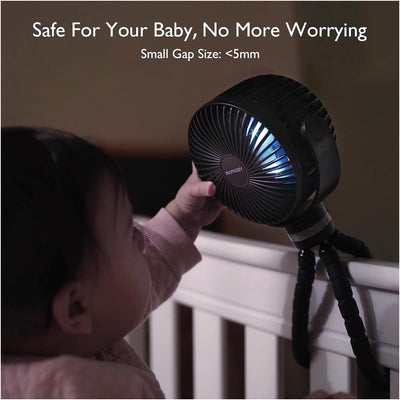 Ventilador Portátil Momcozy Para Carrinho de Bebê 8000mAh Black - Vãos Ultradensos