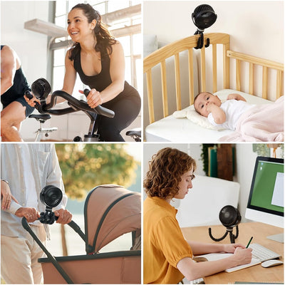 Ventilador Portátil Momcozy Para Carrinho de Bebê 8000mAh Black - Material de Silicone – Seguro e Durável